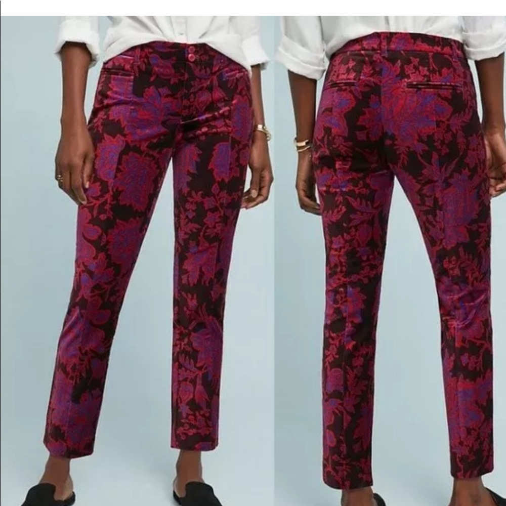 ANTHROPOLOGIE THE ESSENTIAL SLIM PAISLEY TROUSER SZ 4.